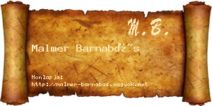 Malmer Barnabás névjegykártya